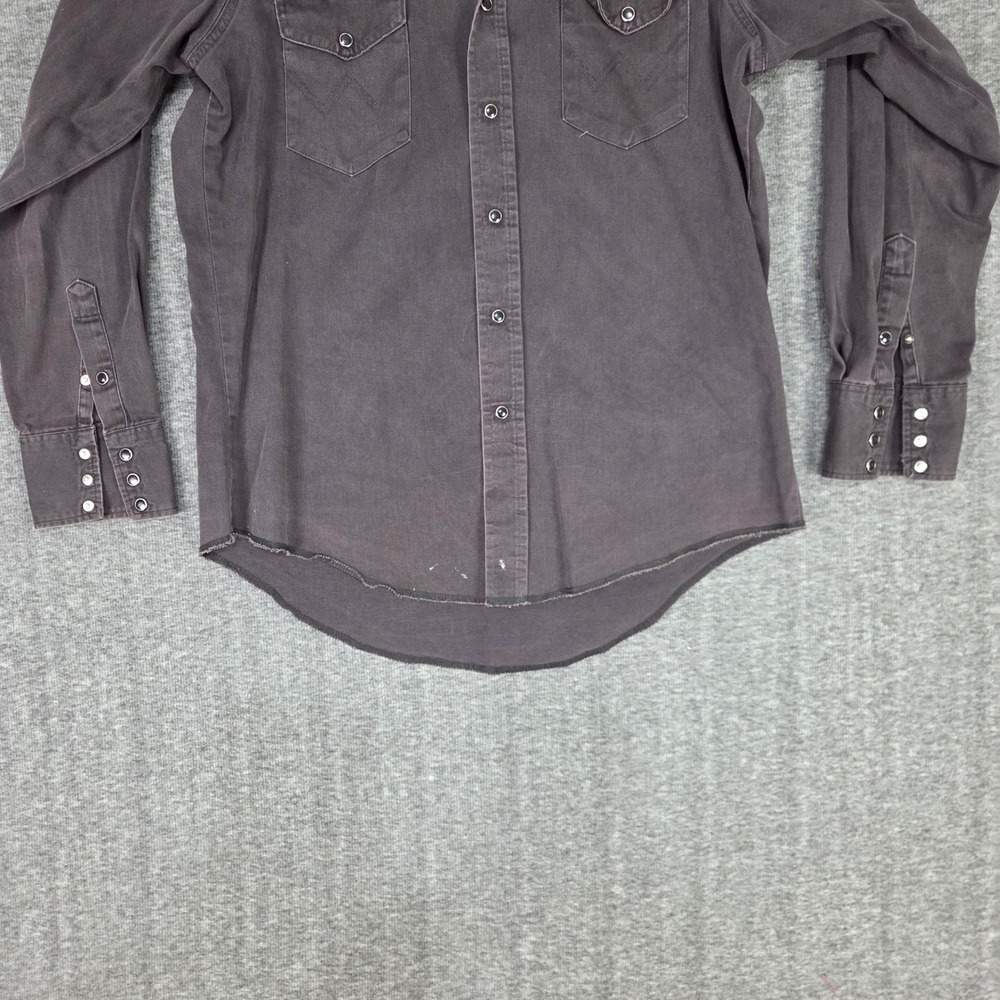 VTG Wrangler Shirt Men X Long Tails Western Snap Long Sleeve Brown Regular Fit - Picture 2 of 10